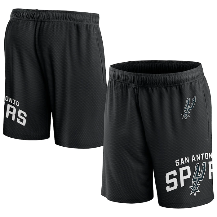 Men's San Antonio Spurs Black Free Throw Mesh Shorts - Click Image to Close